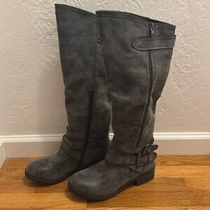 Gray Knee High Boot Combat Riding‎ Size 10 Shoe Dazzle Neely New Casual Festival